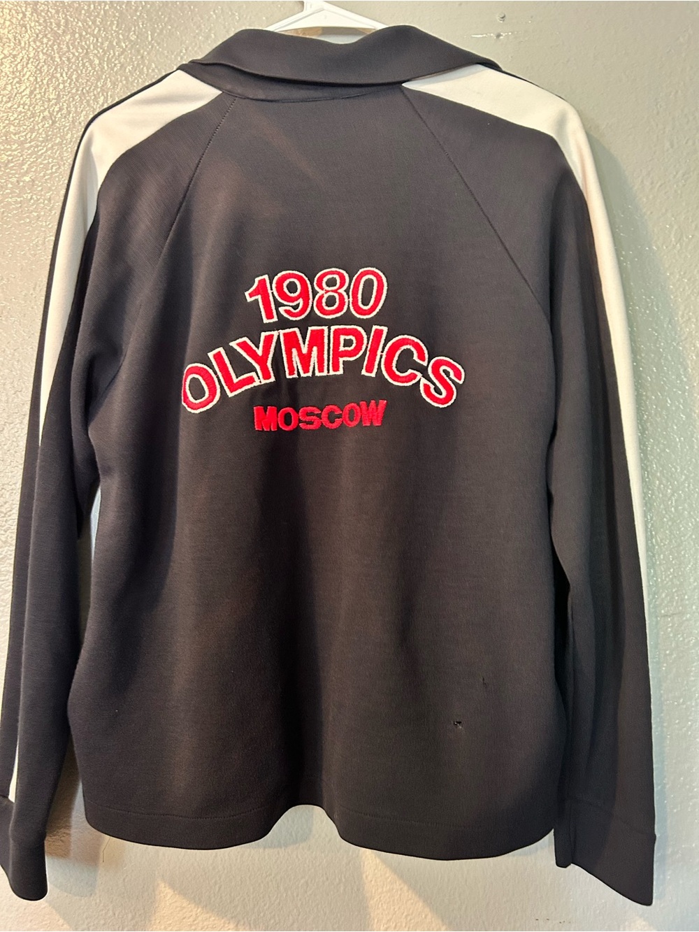 VTG 1980 Moscow Olympics Track Jacket NBC Crew Full Zip Dark Blue Med/Small RARE